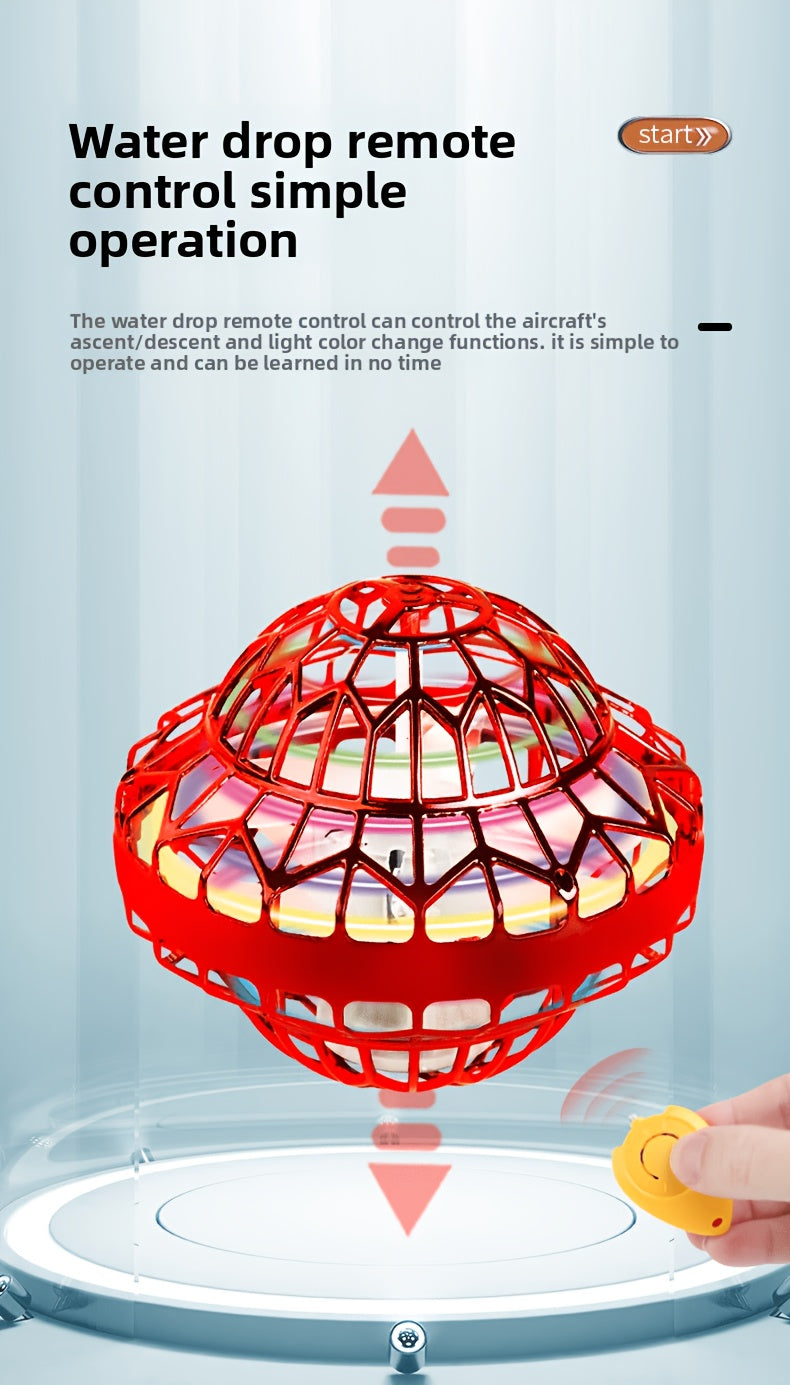 Flying Ball Toy UFO Drone 2 Pack Red & Purple – Remote & Hand Controlled Hover Ball with LED Lights STEM Gift for Kids Outdoor Party Birthday Christmas