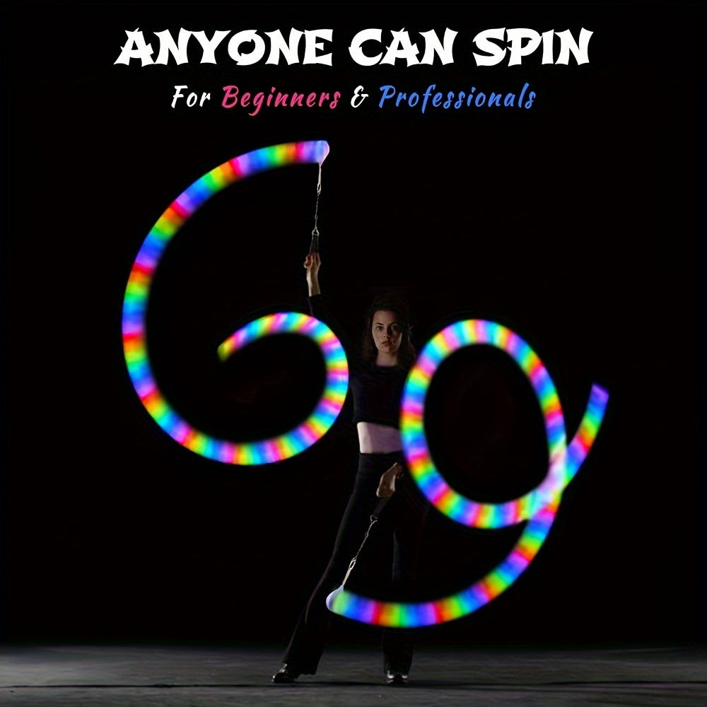 LED Poi Balls Soft Spinning Glow Poi Rainbow Fade High Strobe for Beginners Professionals Dance Performance Entertainment Gift
