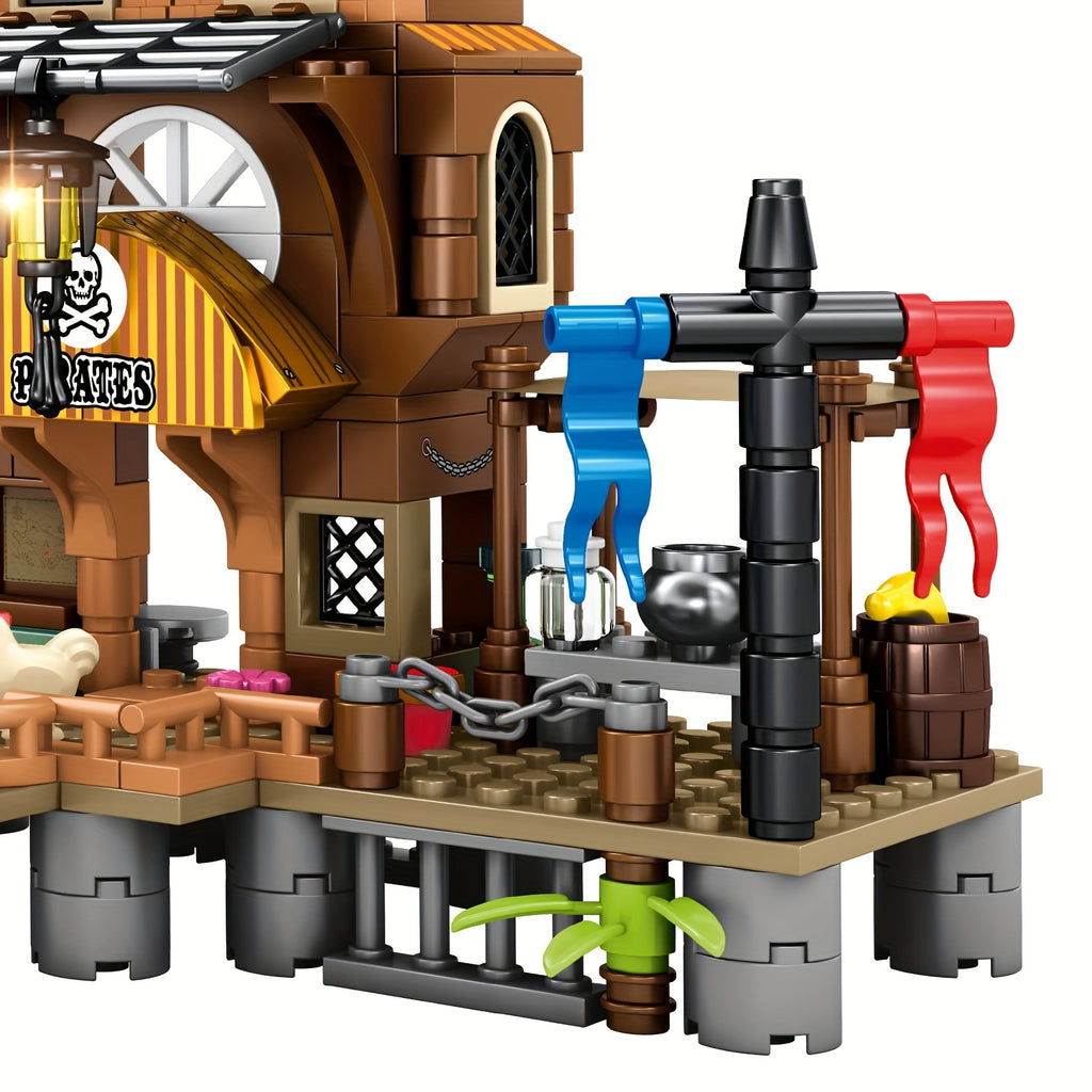 Pirate Ship Building Set 573pcs Pirate's Wharf Supply Center – Adventure Construction Toy for Kids & Adults Ages 8+ – STEM Building Blocks Gift for Boys, Girls & Collectors