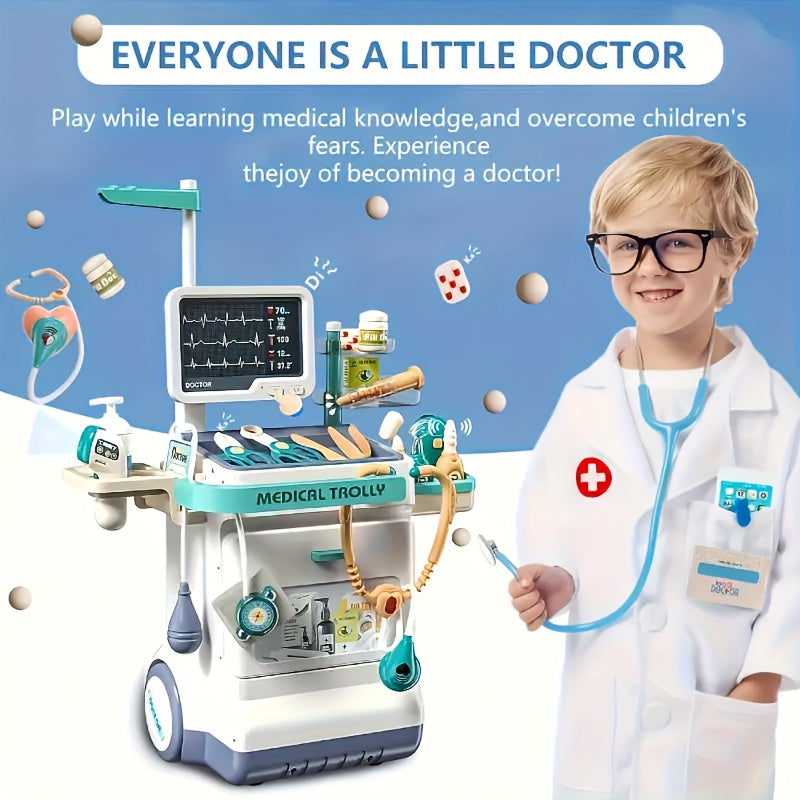 Kids Doctor Kit Pretend Play 26 Piece Medical Toy Set with Sound Effects Stethoscope Thermometer Blood Pressure Meter ABS Safe Role Play Gift for Children Age 3+