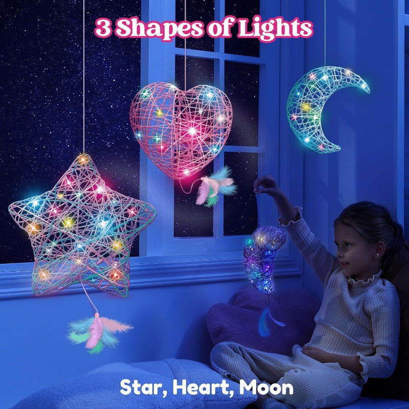3D String Art Kit for Kids – Light Up DIY Lantern Craft Set with 30 LED Bulbs, Balloons & Yarn, Birthday Gift Arts and Crafts for Girls Boys