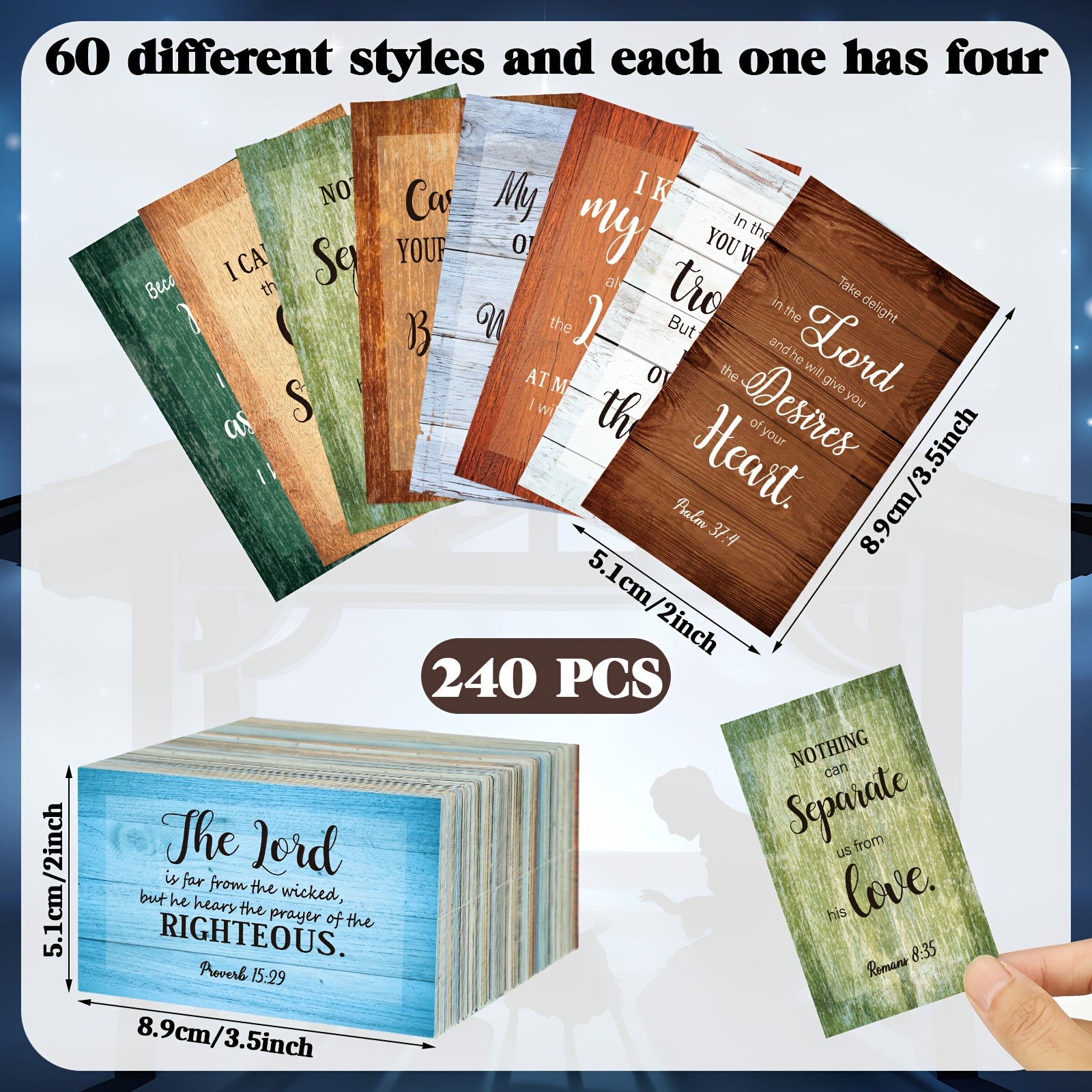 Bible Verse Cards 240 Pcs with Full Scripture – Mini Prayer Cards Inspirational Quote Cards Bulk for Women Men Students Christian Religious Gift