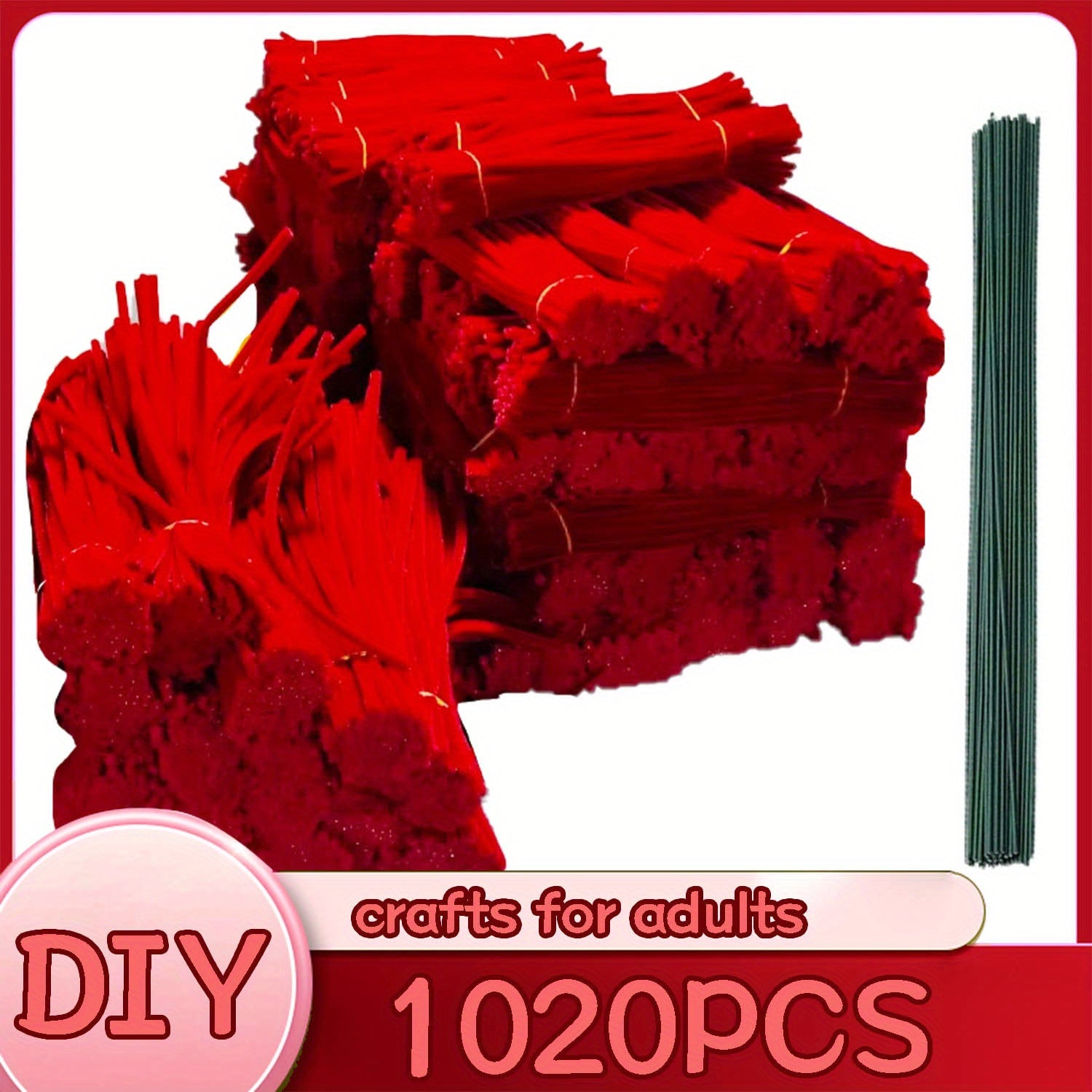 1020pcs Pipe Cleaners Craft Kit in 20 Colors – Upgraded Thick Fuzzy Chenille Stems with Flower Rods for DIY Arts & Crafts, Kids Projects, School Supplies & Creative Activities