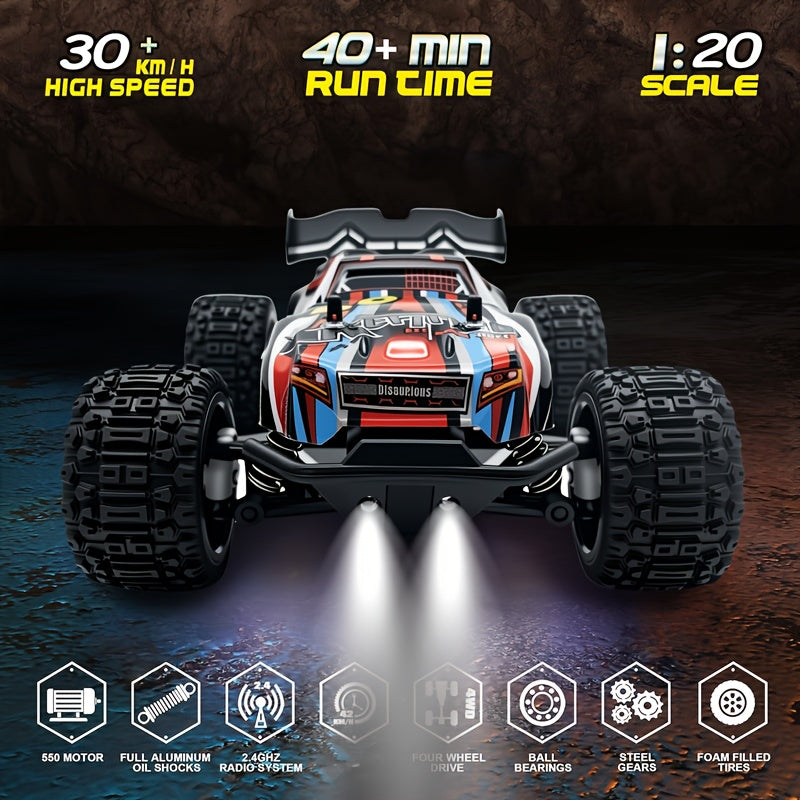 RC Monster Truck 4x4 All-Terrain High-Speed Remote Control Off-Road Car for Kids Adults, Birthday Christmas Holiday Gift for Boys Girls