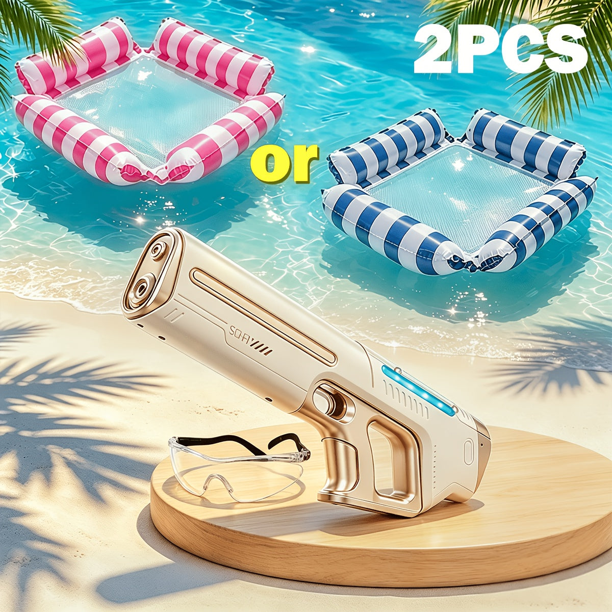2-Pack Electric Water Gun with LED Light & 40ft Range – USB Rechargeable Auto-Fill Pulse Jet Squirt Gun for Pool Beach Backyard Kids Adults
