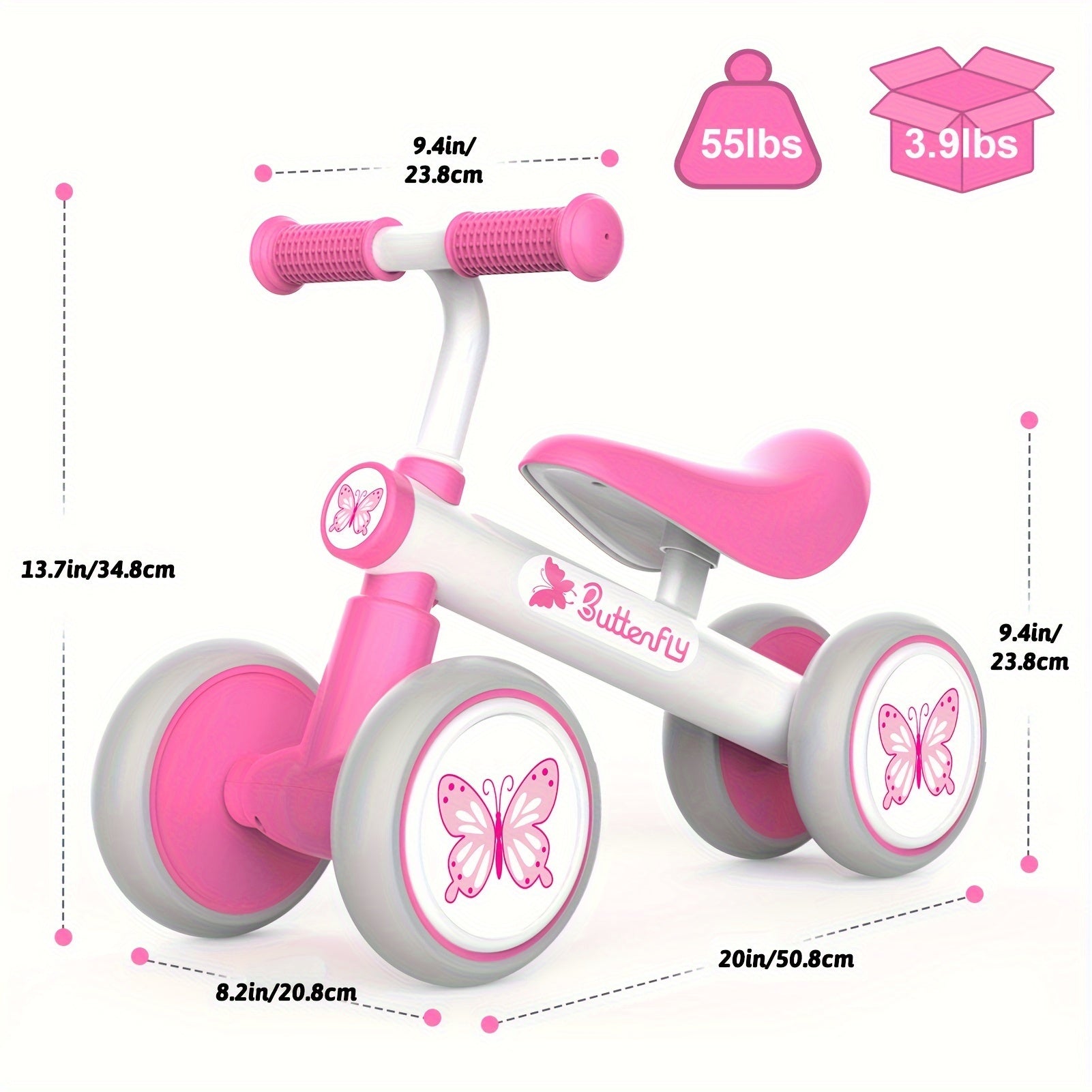 Baby Balance Bike with Pedals & Silent Wheels for Toddlers 10+ Months – Linear Pull Brake, 135° Safety Steering, Alloy Steel Quiet Wheels – Pink Ride On Toy Birthday Christmas Gift for Girls & Boys