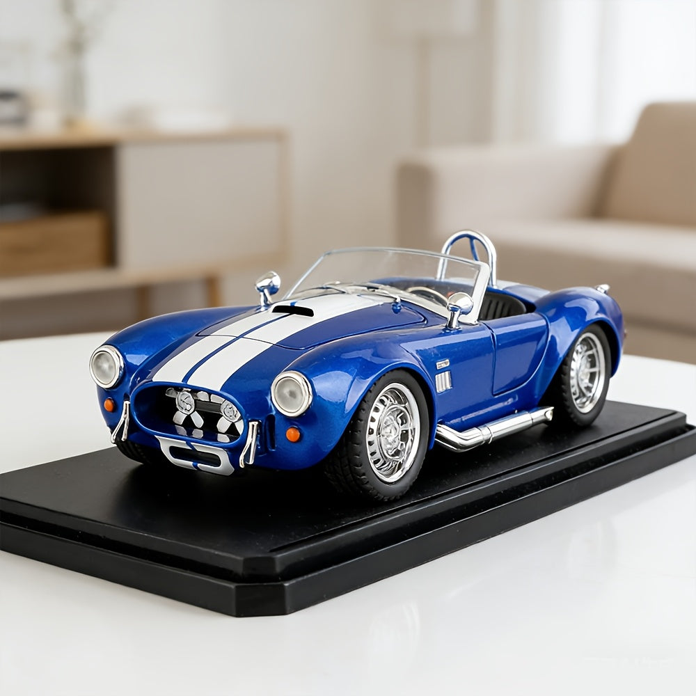 1:22 Scale Shelby Cobra Vintage Die-Cast Model Car Zinc Alloy Openable Doors Static Display Collectible Gift for Car Enthusiasts Home Office Desk Decor