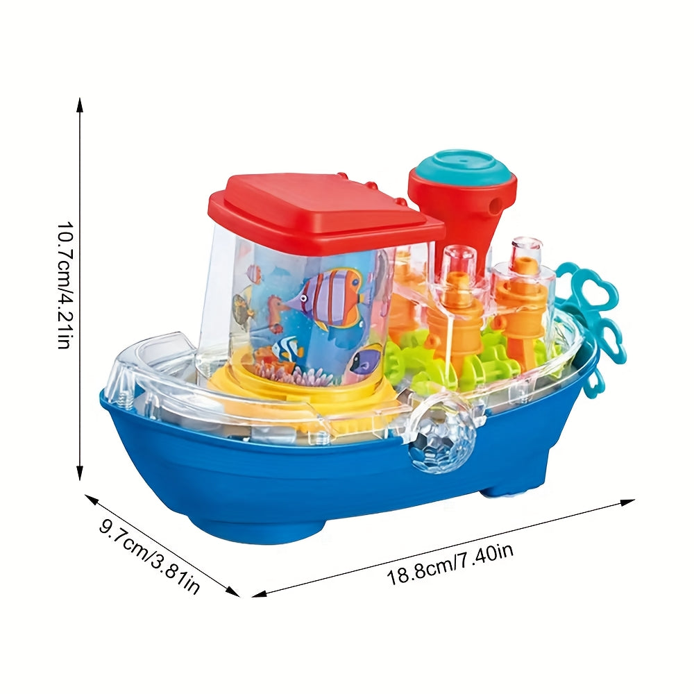 Interactive Sensory Boat Toy for Toddlers Ages 2+ – Underwater Theme with Fish & Coral Reefs, Rotating Scroll Screen & Music, Educational Sensory Play Toy for Boys Girls, Birthday Gift