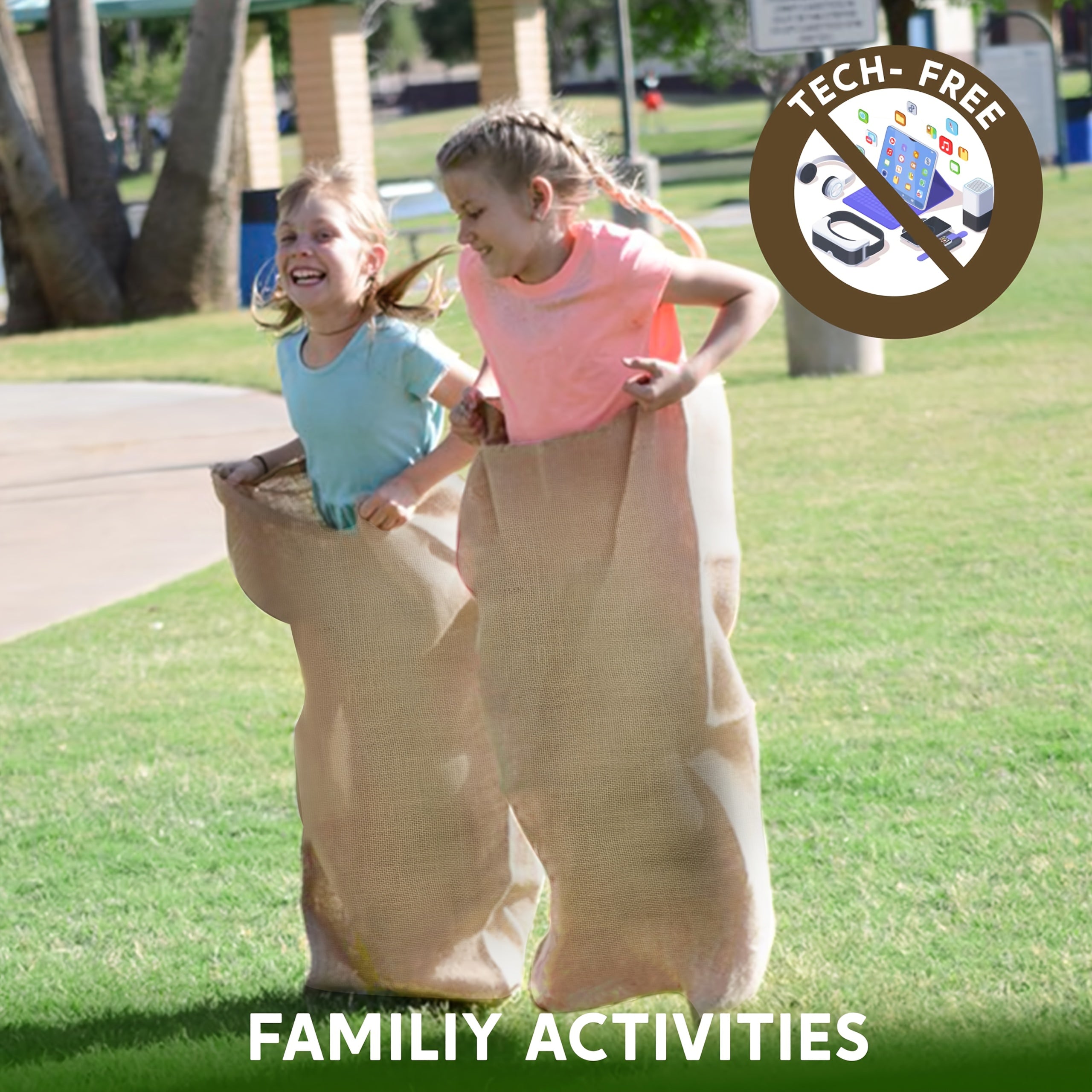 Potato Sack Race Bags 6 Pack 39x25 Inch Heavy Duty Nylon Outdoor Party Game Easter Egg Hunt Family Reunion Backyard Field Day - Kids Adults All Ages