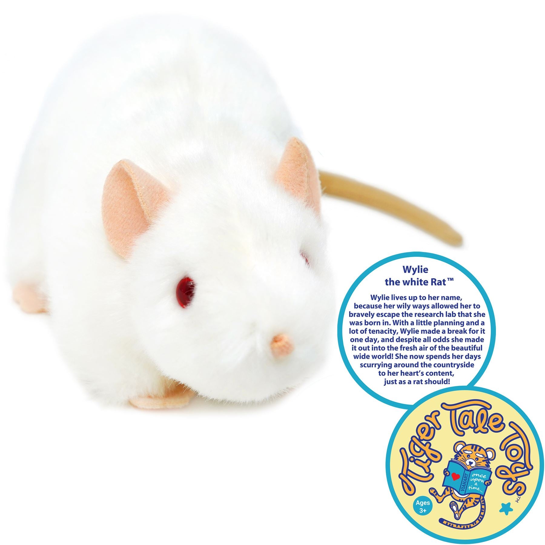 White Rat Stuffed Animal Plush 7 Inch – Wylie the Soft Cuddly Rat Plush Toy by Viahart, CPSIA Safe, Ages 3+, Unique Gift for Animal Lovers & Collectors