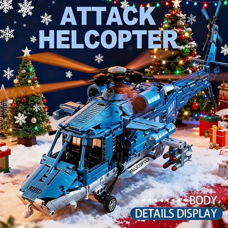 Helicopter Building Block Set 1711 Pieces for Adults Teens, Large Scale ABS Brick Model Kit Medium Difficulty, STEM Construction Display Toy Ages 14+, Birthday Christmas Gift for Men Boys Aviation Fans