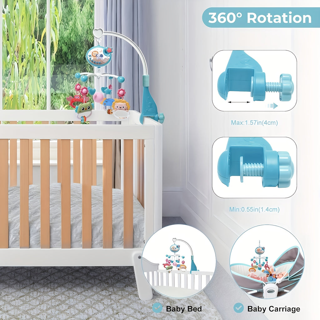 Baby Musical Crib Mobile with Music, Lights & Projection – Take-Along Rattle and Music Box for Newborn Infant Boy Girl, Toddler Sleep Aid, Baby Shower Gift