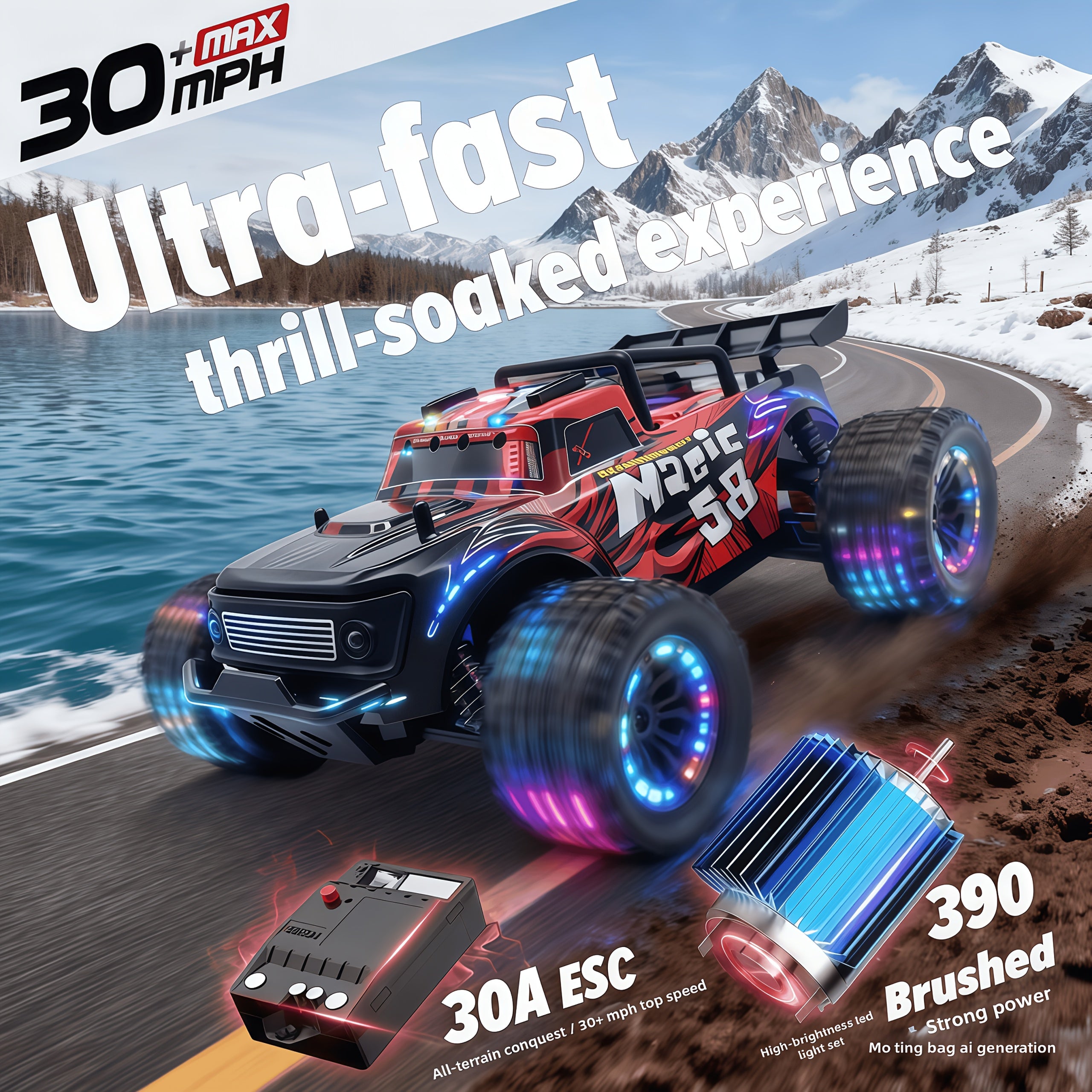 1:18 Scale RC Car 25MPH Dual Motor Off-Road Remote Control Car with Dual Color Sturdy Shell – High-Speed Racing Track Car for Boys Kids Halloween Christmas Gift