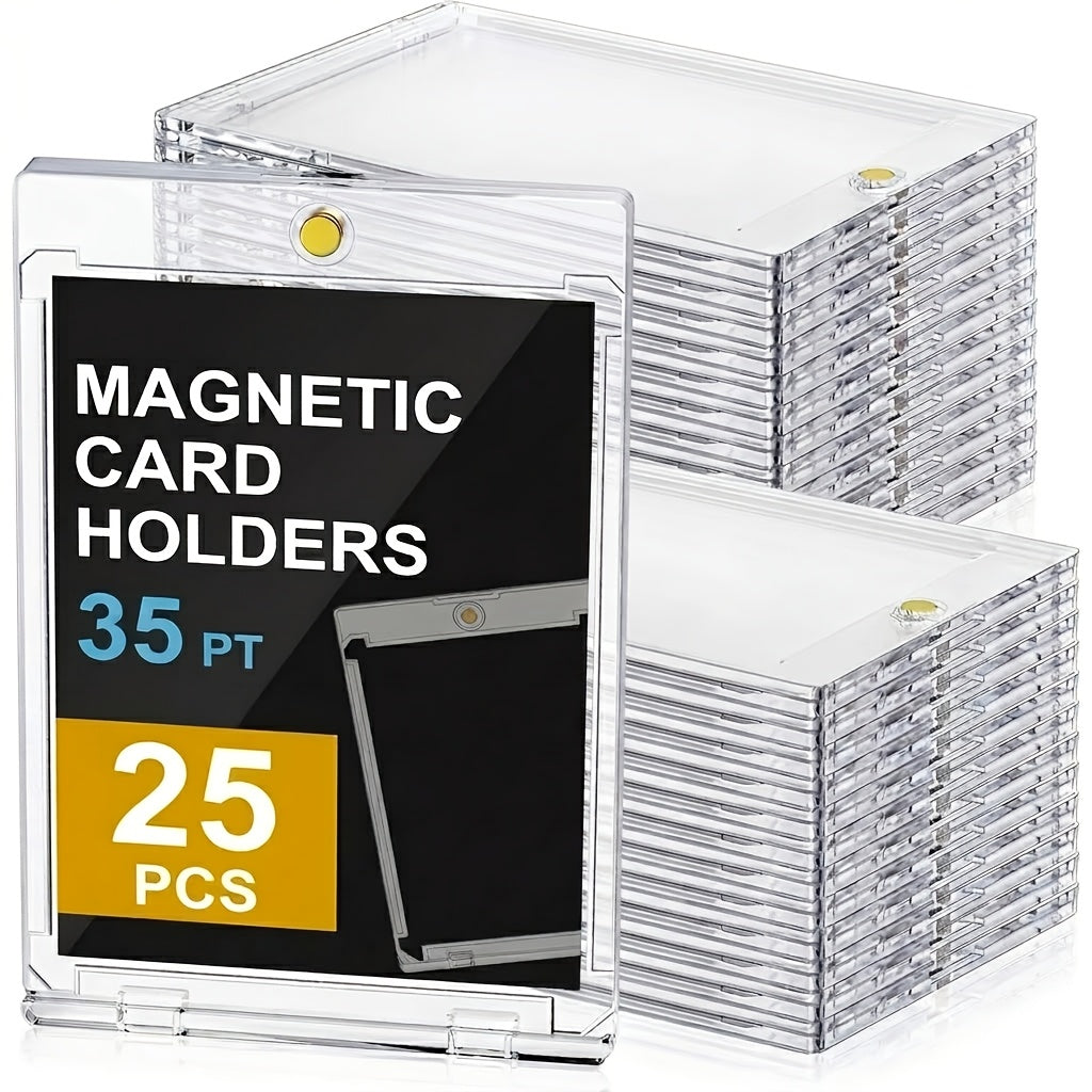 Magnetic One-Touch Card Holder 35pt 90% UV Protection - Hard Plastic Trading Card Case for Baseball Football Pokemon Sports MTG Cards