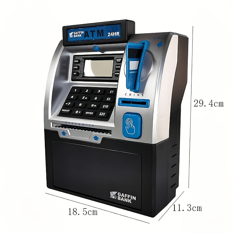 Electronic Money Bank with Debit Card Cash Scanning - ATM Savings Box Coin Bill Slot Balance Calculator Digital Password Safe Kids Gift