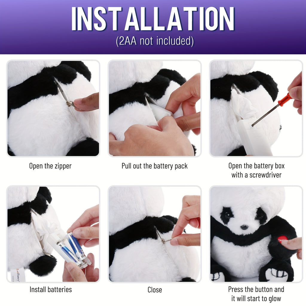 Light Up Panda Stuffed Animal 8 & 12 Inch – Cute Glowing Panda Bear Plush with LED Light, Hugging Toy Birthday Gift for Kids Boys Girls Christmas