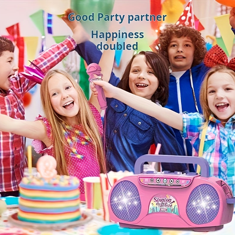 Kids Karaoke Microphone Light-Up Singing Toy with Music Machine, Birthday Gift for Boys Girls Ages 3-7, All-In-One Sing Along Speaker