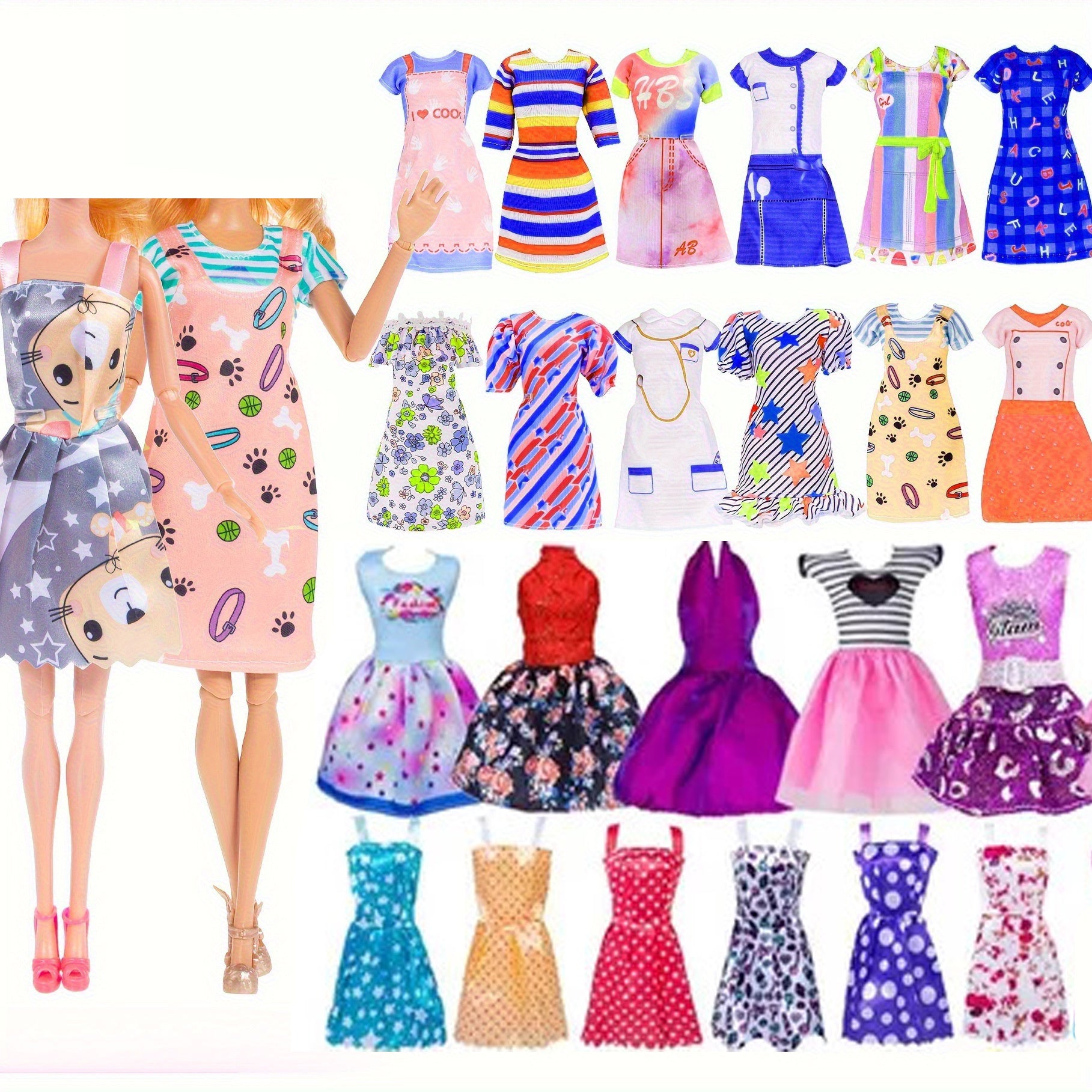 Fashion Doll Clothes Set 50pcs for 11.5 Inch Dolls – Fur Coat Princess Dresses Slip Dress Bikini Outfits No Doll Random Colors Gift for Girls Birthday Christmas