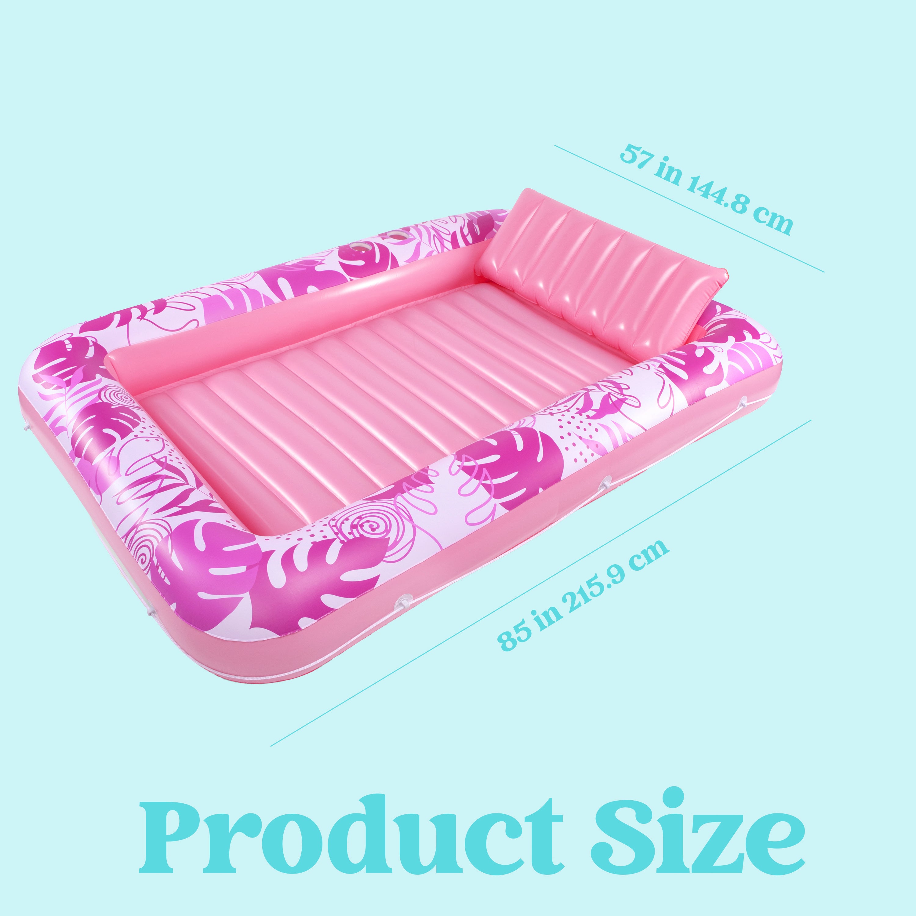Extra Large Inflatable Tanning Pool Lounger Float – 4-in-1 Hot Pink Suntan Tub Raft with Pillow, Sunbathing Lounge Float & Ball Pit for Adults, Pool Party Gift for Women
