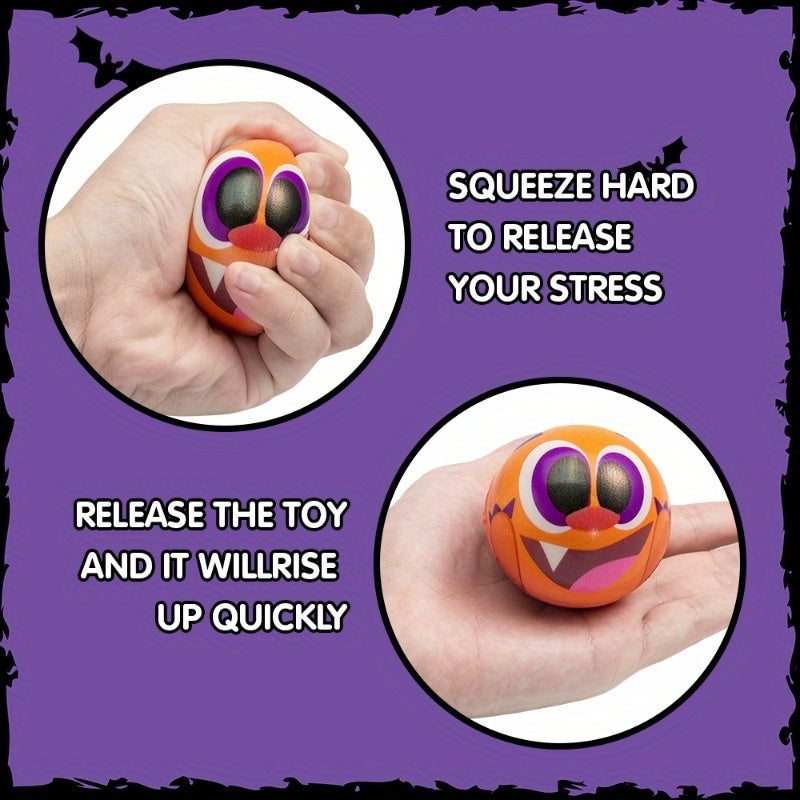 Halloween Stress Balls 24 Pack – Assorted Designs & Colors Squeeze Toys for Kids, Halloween Party Favors, Trick or Treat Toys for Boys and Girls