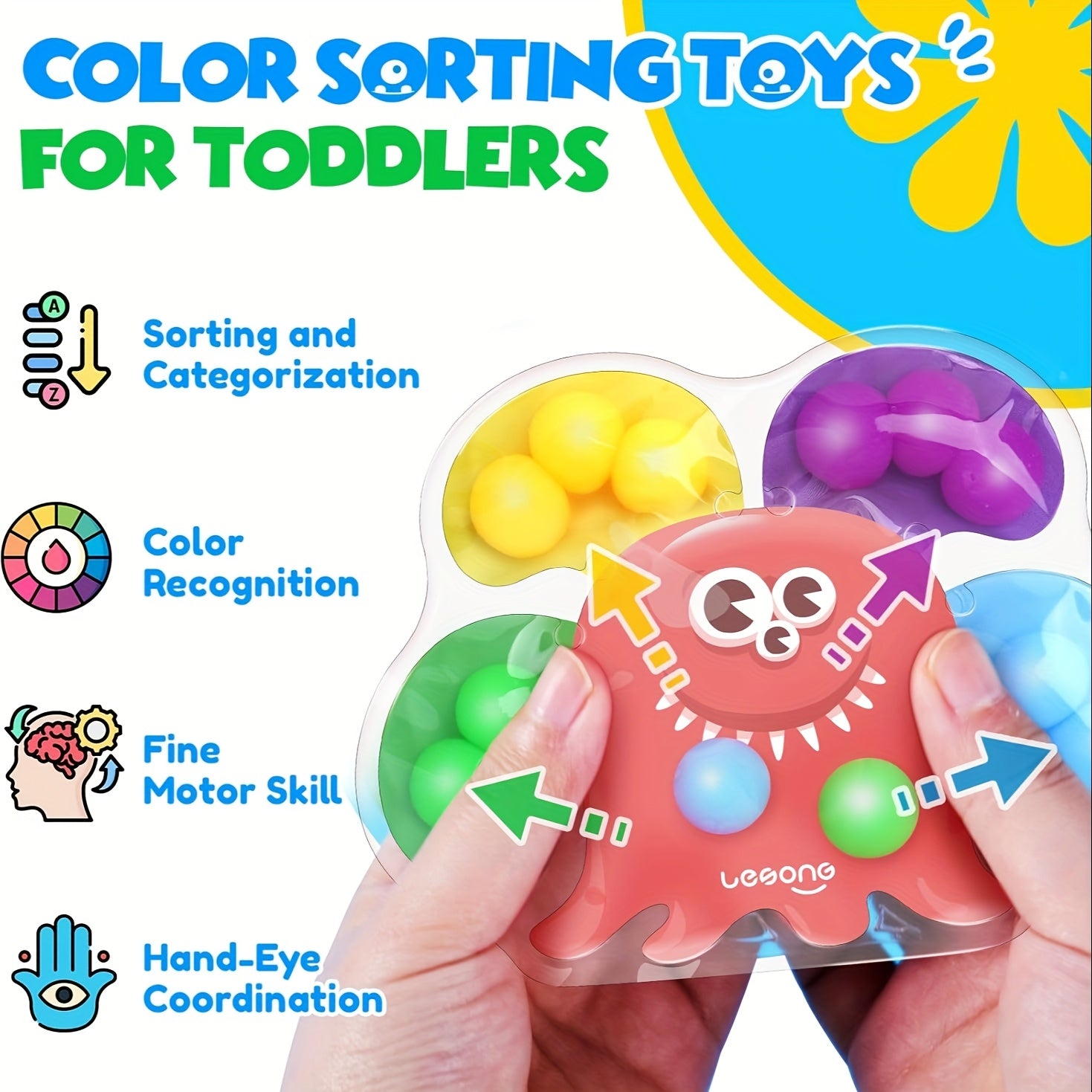 Weird Squeeze Sensory Toys Set - Kids Color Sorting & Fine Motor Skills Toy, Preschool Sensory Activity Set, Portable Stress Relief Squeeze Toy for Classroom Travel Party Gift, 4/8/12/16pcs