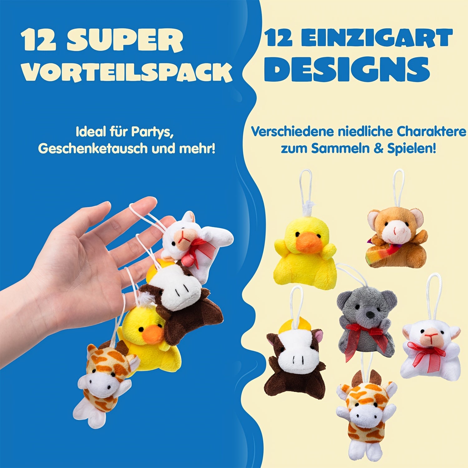 36 Pack Mini Animal Plush Toy Assortment 3 Inch – 36 Different Animals with Keychains, Bulk Party Favors, Carnival Prizes, Classroom Rewards, Pinata Fillers, Halloween Christmas Birthday Gift for Kids