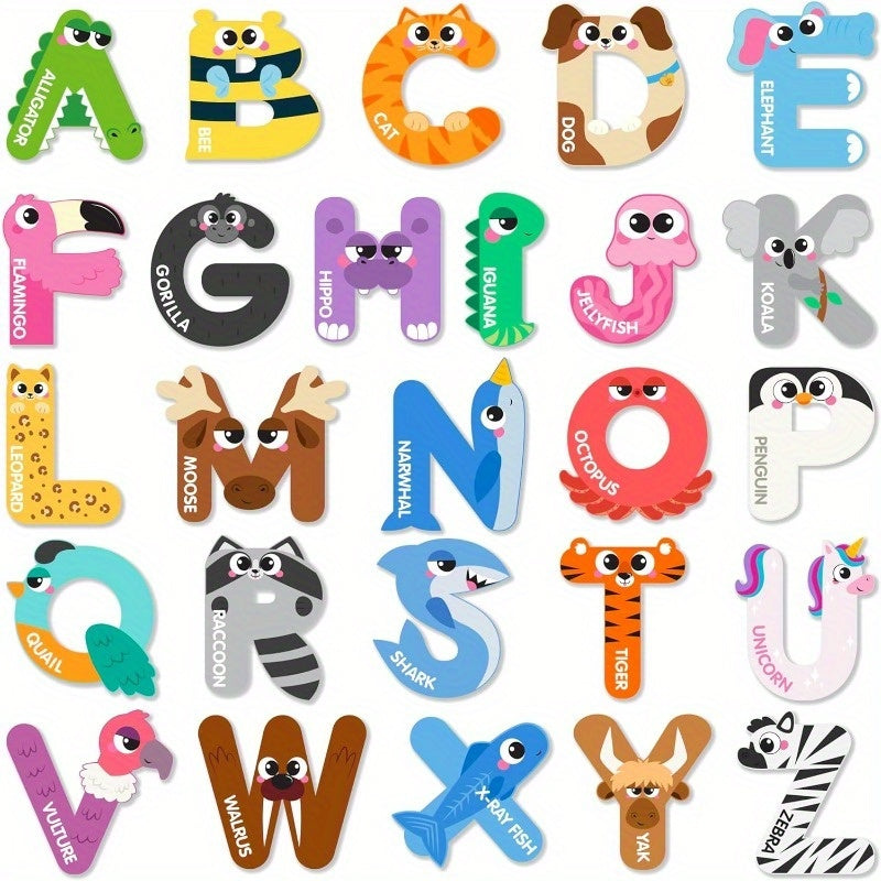 Alphabet Fridge Magnets for Kids – 26 Uppercase Animal ABC Letters, Large Magnetic Letters for Refrigerator, Early Literacy & Spelling Learning Toy for Toddlers