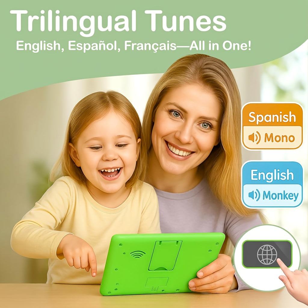 Trilingual Learning Tablet for Toddlers 1-3 Years – Educational Toy with Music & Sound, 39 Buttons Alphabet Numbers Animals, Speech Therapy Toy for Boys Girls, Baby Birthday Gift