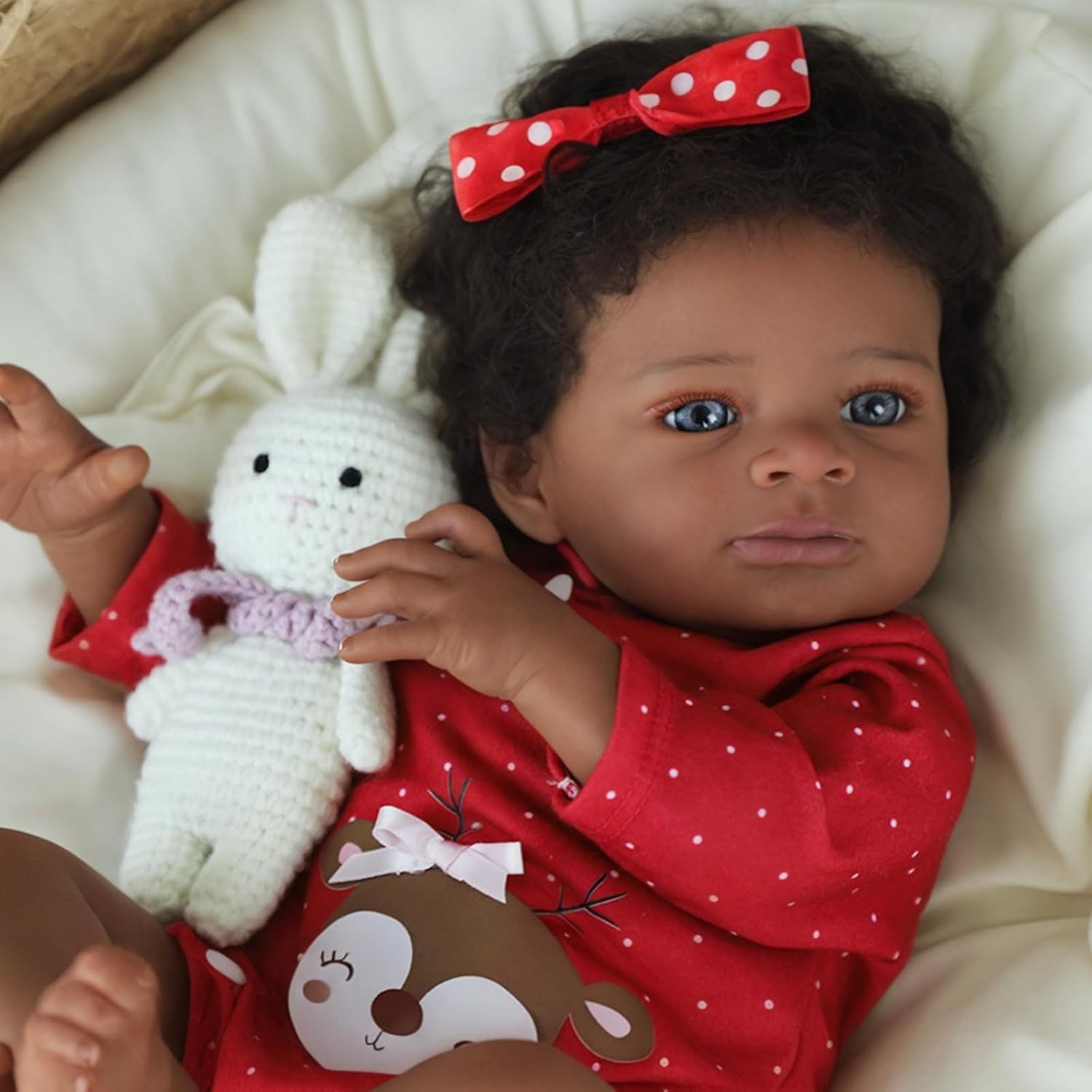 Black Girl Reborn Baby Doll 20 Inch Soft Fabric Body Hair Implant – Realistic African American Newborn Girl Doll by VIVIDOLL Ages 3+ Birthday Christmas Gift Doll Only