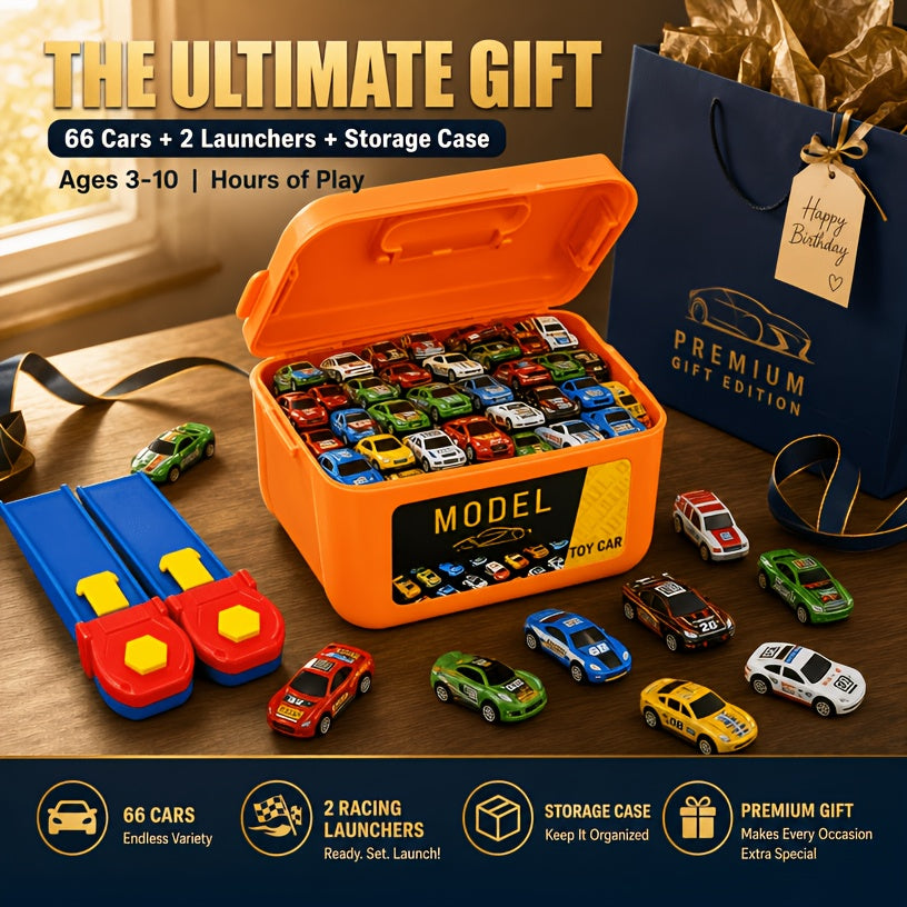 66-Set Toy Car Kits for Kids with Optional Storage Box – Educational DIY Mini Vehicle Playset, Fun Festival & Birthday Gift for Children, Boys and Girls