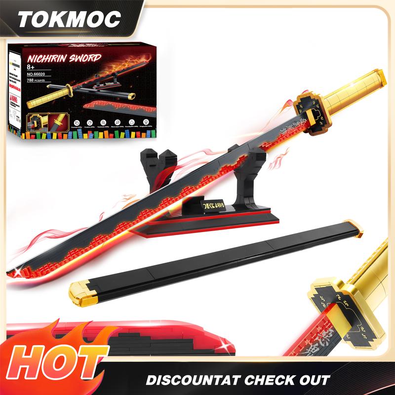 Anime Sword Building Block Set by TOKMOC with Display Stand and Scabbard, ABS Construction Model Kit for Ages 12+, Cosplay Display and Collector Gifts
