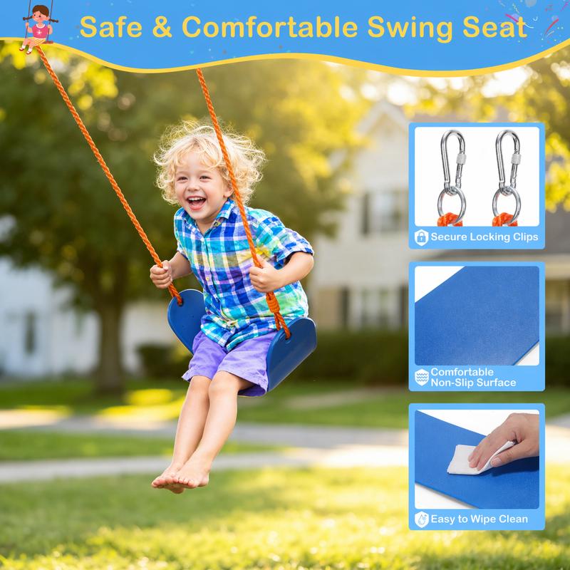Saucer Swing Set with Stand for Kids, AOWOS Metal A-Frame Backyard Playset with Single, Double or Triple Swing Options for Outdoor Family Fun