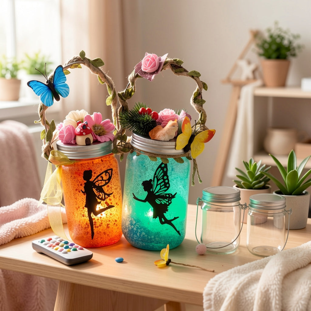 DIY Fairy Lantern Craft Kit with Color-Changing Remote Control Mason Jar Night Light – Arts & Crafts for Girls Ages 6+, Birthday Halloween Christmas Gift & Party Activity
