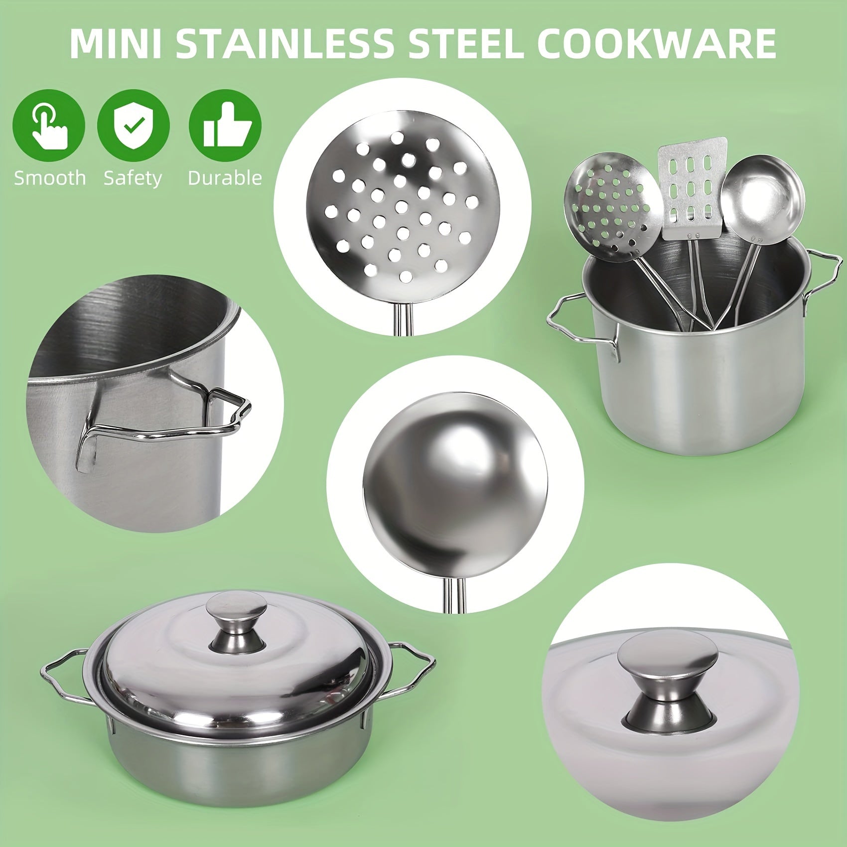 Kids Kitchen Toy Set 37-Piece, Stainless Steel Play Pots & Pans with Apron Chef Hat & Play Food, Pretend Cooking Playset, Birthday Gift for Boys Girls Toddlers