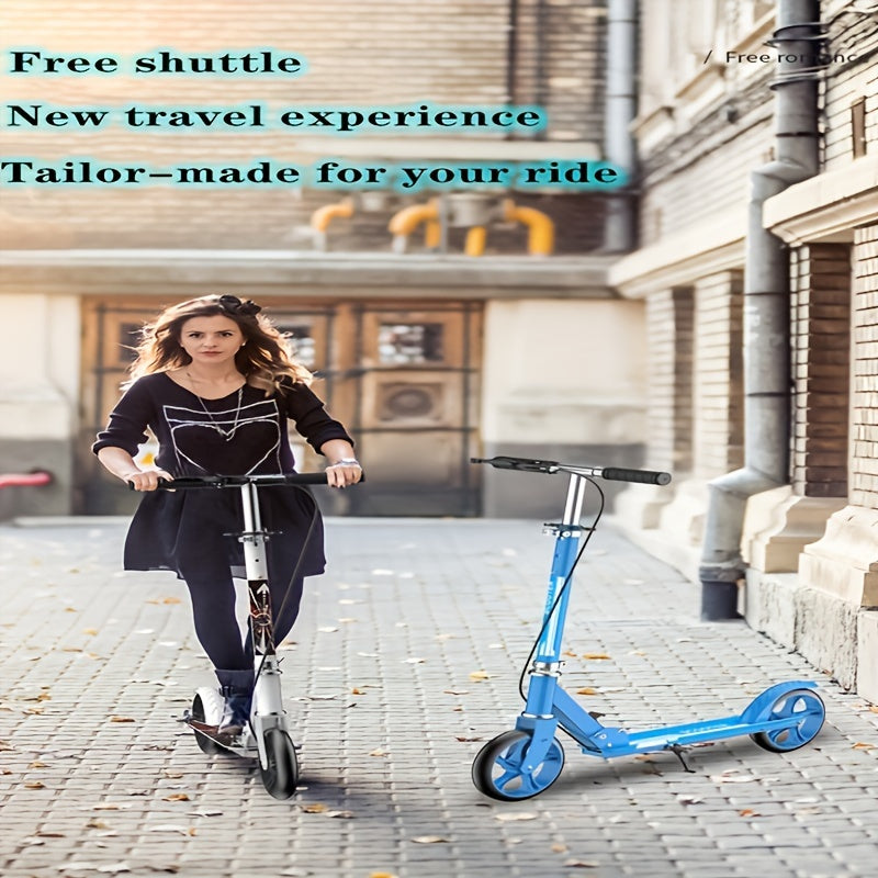 Foldable Kick Scooter for Adults Teens - Double Brake 2-Wheel Scooter 4-Gear Adjustable Height 220LB Capacity, Lightweight Commuter Scooter for Youth Adults, Birthday Christmas Halloween Gift