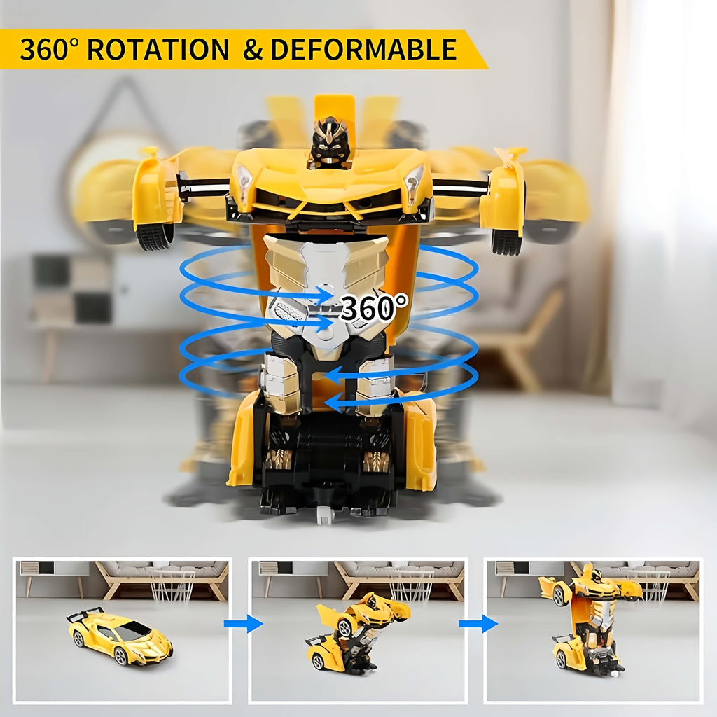 RC Robot Stunt Car One-Button Transform 2.4GHz 360 Drift LED Light 45M Range Parent Child Interactive Toy Kids Boys Ages 3+ Christmas Birthday Festival Gift