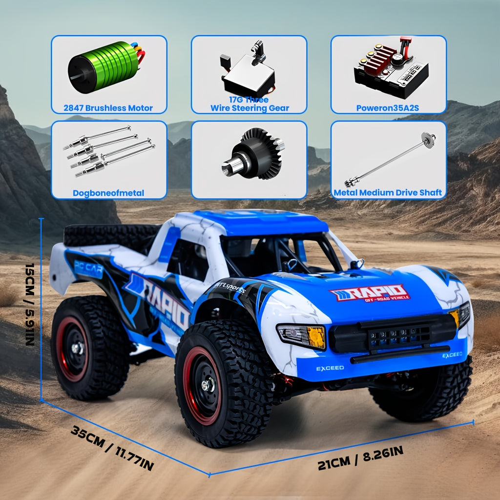 High-Speed RC Off-Road Car 1:14 Scale 4WD, Brushless Motor PRO 50-70Km/h or Carbon Brush 38Km/h, Remote Control Truck for Kids Adults RC Enthusiasts