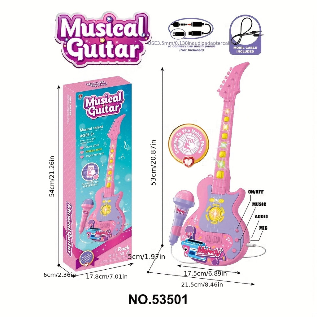Kids Electric Guitar Toy with Microphone & Lights - Musical Instrument Toy for Toddlers Ages 3-8, Light Up Sound Guitar for Boys Girls Birthday Christmas Gift
