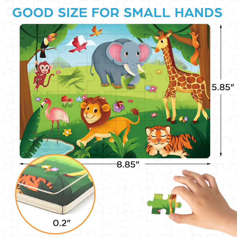 6 Pack Wooden Jigsaw Puzzles for Kids – 24 Pieces Each, Preschool Learning Toys for Toddlers Boys & Girls, Educational STEM Puzzle Set, Birthday Gift for Ages 3-5