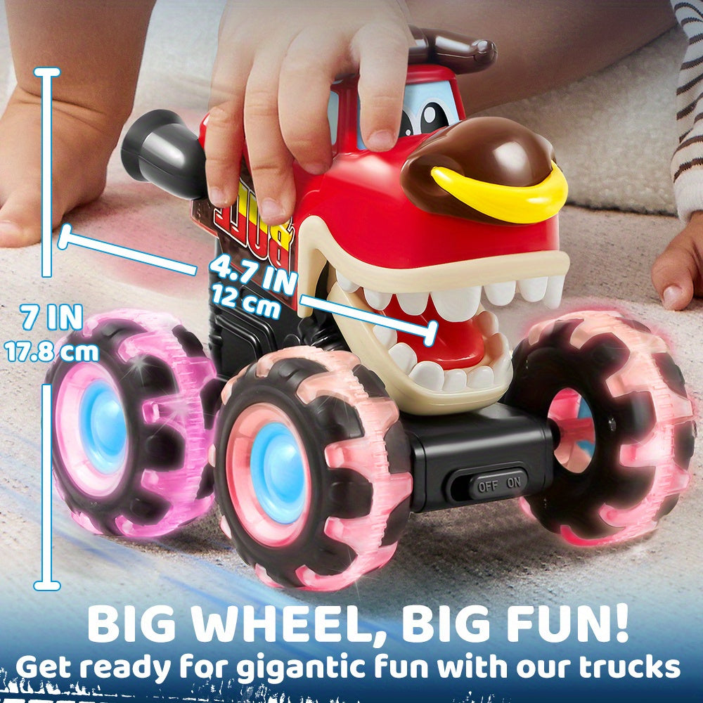 Monster Truck Toys for Toddlers 3 Pack – LED Light-Up Animal Trucks with Press & Go, Chomping Action – Shark, Bull & T-Rex Glow Cars, Easter Birthday Gift for Boys & Girls Ages 1.5+