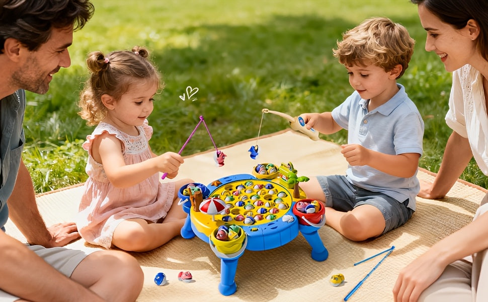 Kids Magnetic Fishing Game Toy 66pcs Ocean Theme 1-8 Players Educational Fine Motor Skills Toddler Boys Girls Birthday Holiday Gift Ages 1-8