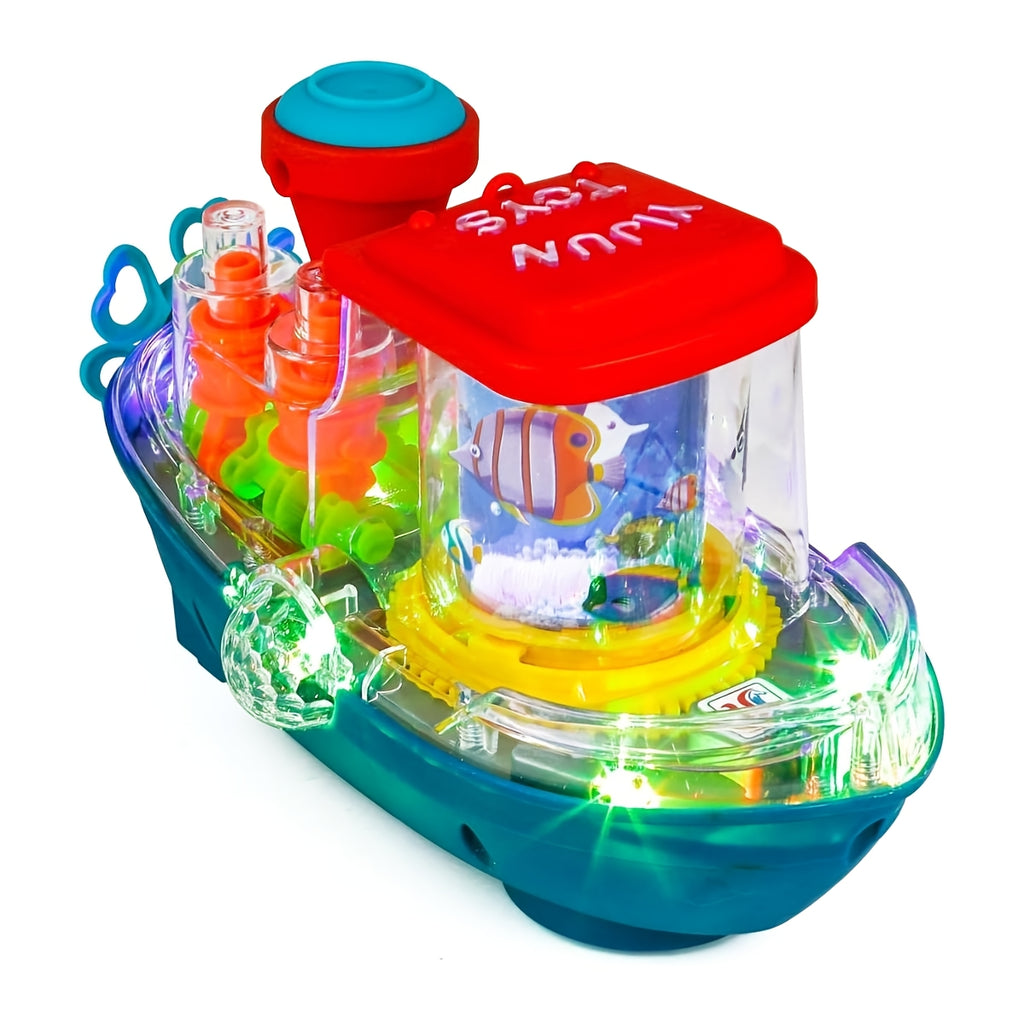 Interactive Sensory Boat Toy for Toddlers Ages 2+ – Underwater Theme with Fish & Coral Reefs, Rotating Scroll Screen & Music, Educational Sensory Play Toy for Boys Girls, Birthday Gift