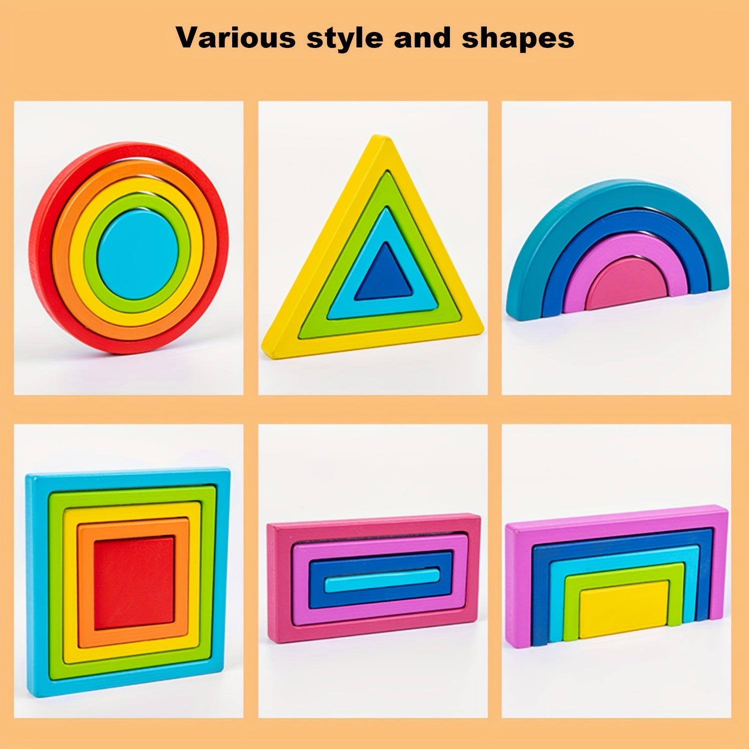 3D Rainbow Wooden Puzzle Handheld Brain Teaser for Teens Kids Adults - Educational Focus Toy Concentration Fine Motor Skills Builder, Portable Stress Relief Fidget Puzzle, Halloween Christmas Birthday Gift