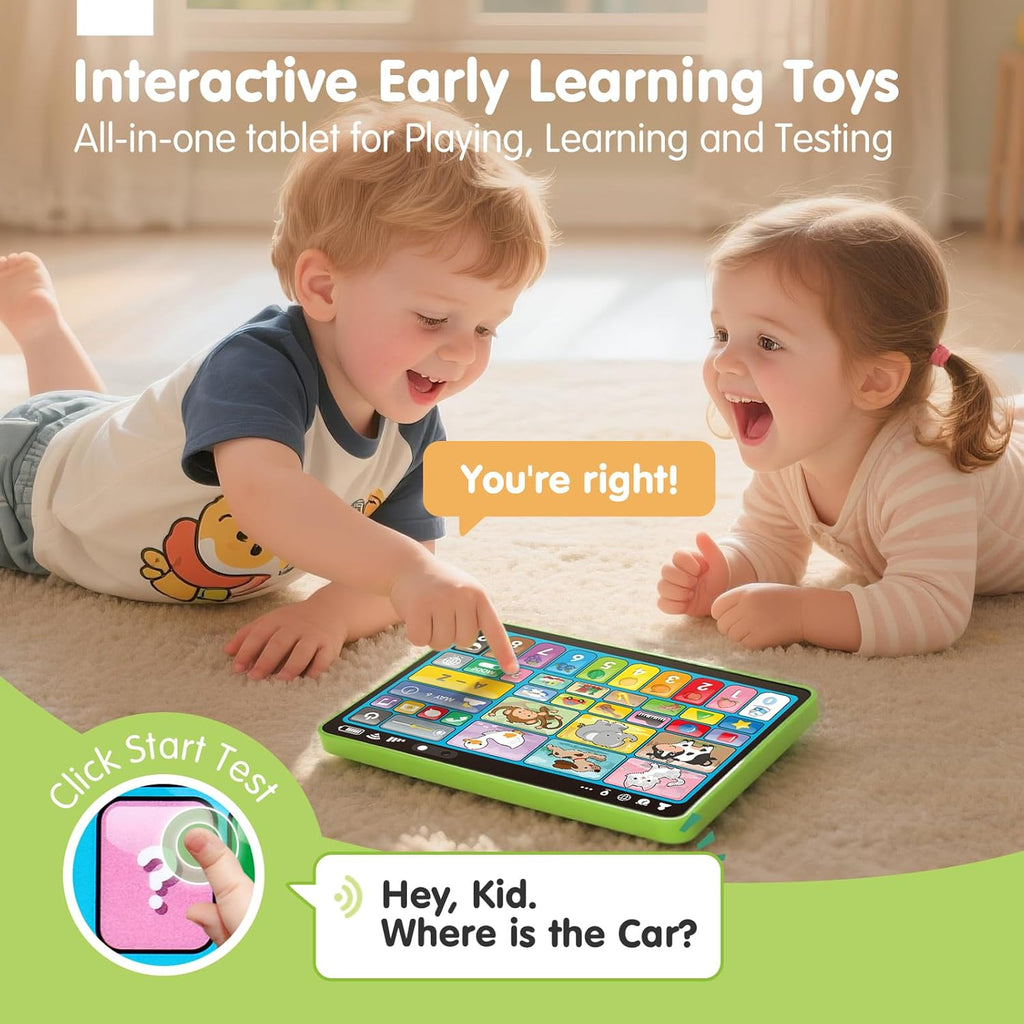 Trilingual Learning Tablet for Toddlers 1-3 Years – Educational Toy with Music & Sound, 39 Buttons Alphabet Numbers Animals, Speech Therapy Toy for Boys Girls, Baby Birthday Gift
