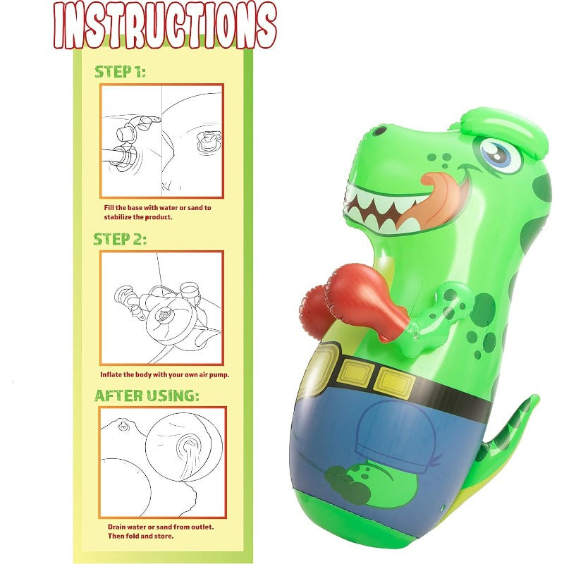 Inflatable Dinosaur Punching Bag for Kids 47 Inch T-Rex Bop Bag Bounce Back Bopper Indoor Outdoor Active Play for Boys Girls Ages 3 Plus - Birthday Gift