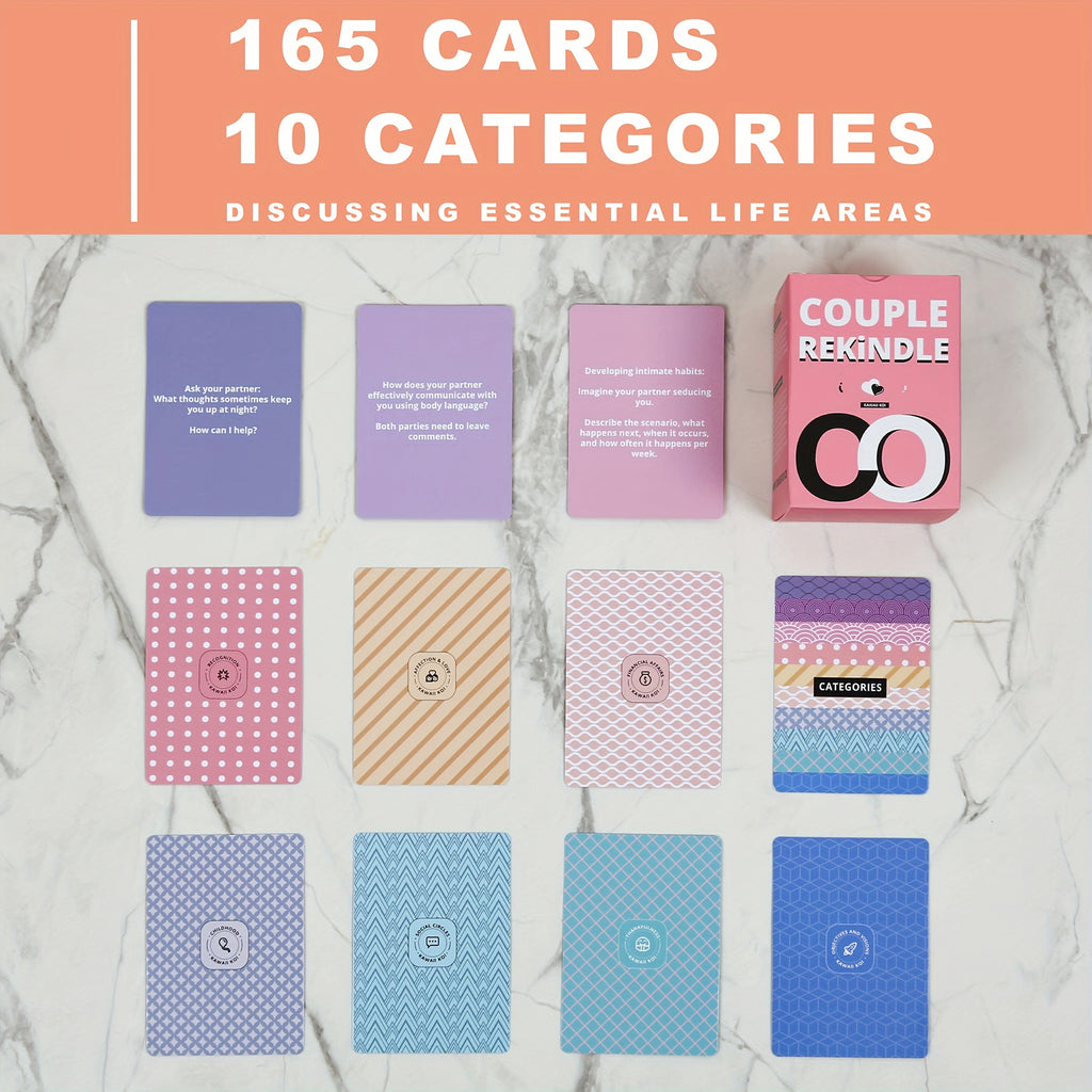 Couples Conversation Starter Card Game 165 Cards Date Night Reconnect Strengthen Bond Romantic Tabletop Game Valentine's Day Wedding Anniversary Gift