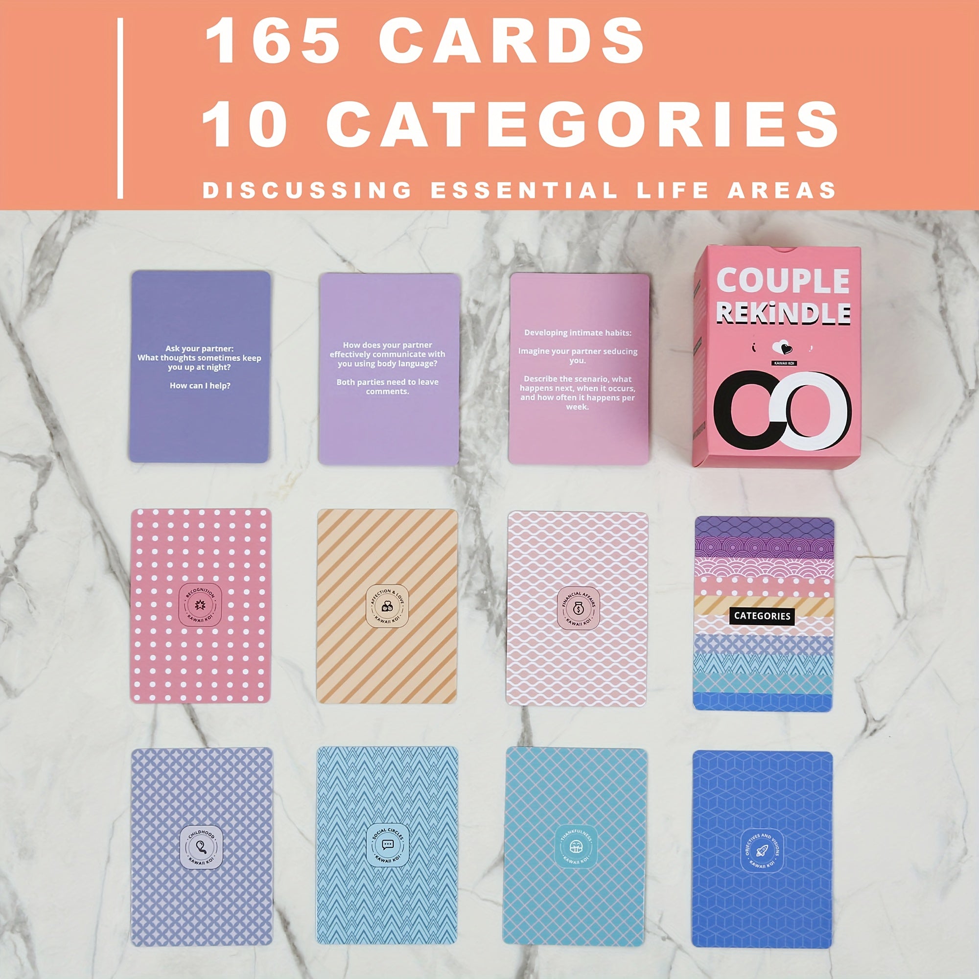 Couples Conversation Starter Card Game 165 Cards Date Night Reconnect Strengthen Bond Romantic Tabletop Game Valentine's Day Wedding Anniversary Gift