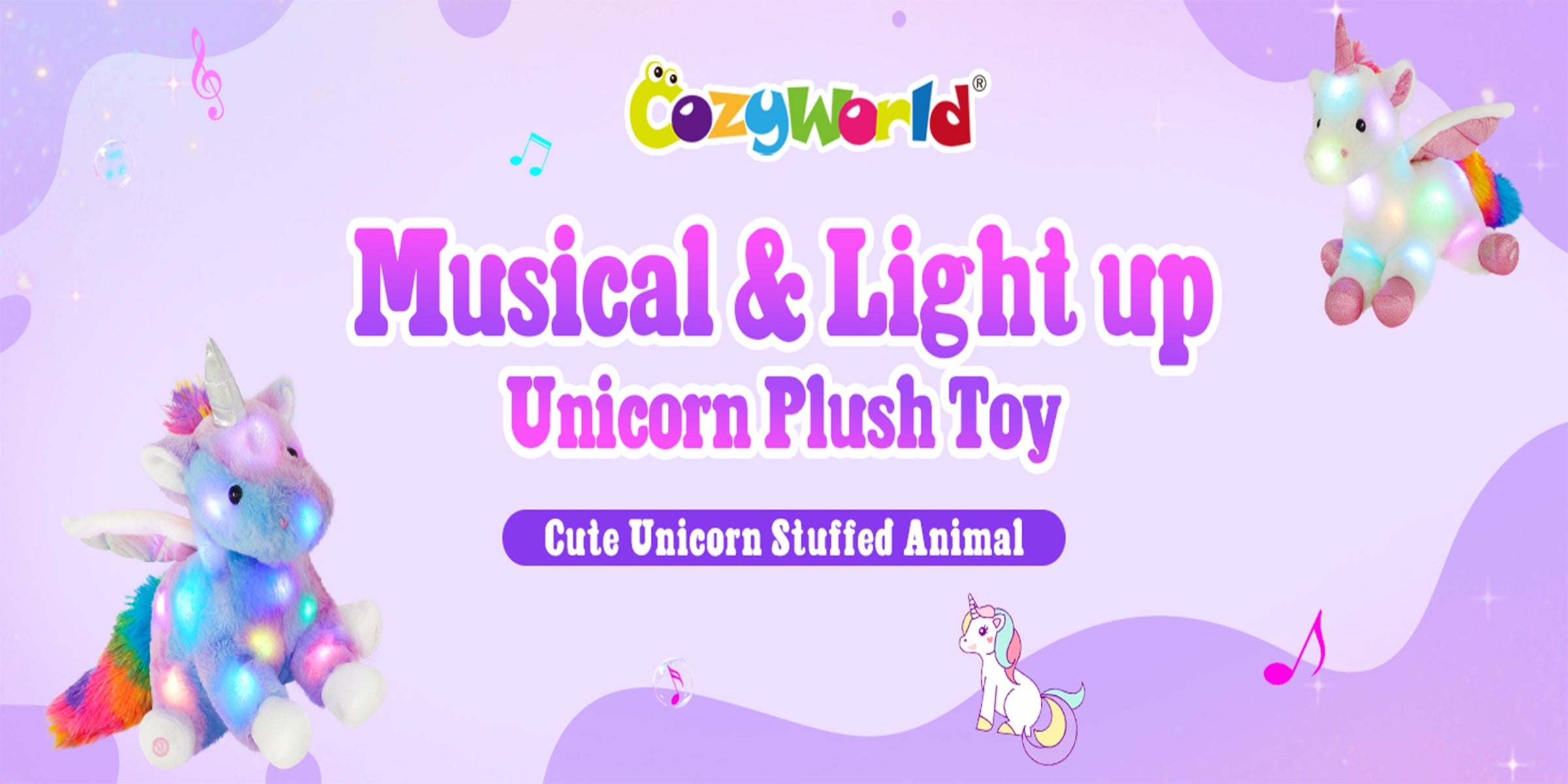 Glowing Unicorn Plush Toy with Music – Rainbow Light Up Stuffed Unicorn, Glow in the Dark Unicorn Stuffed Animal Gift for Kids Girls Birthday Christmas