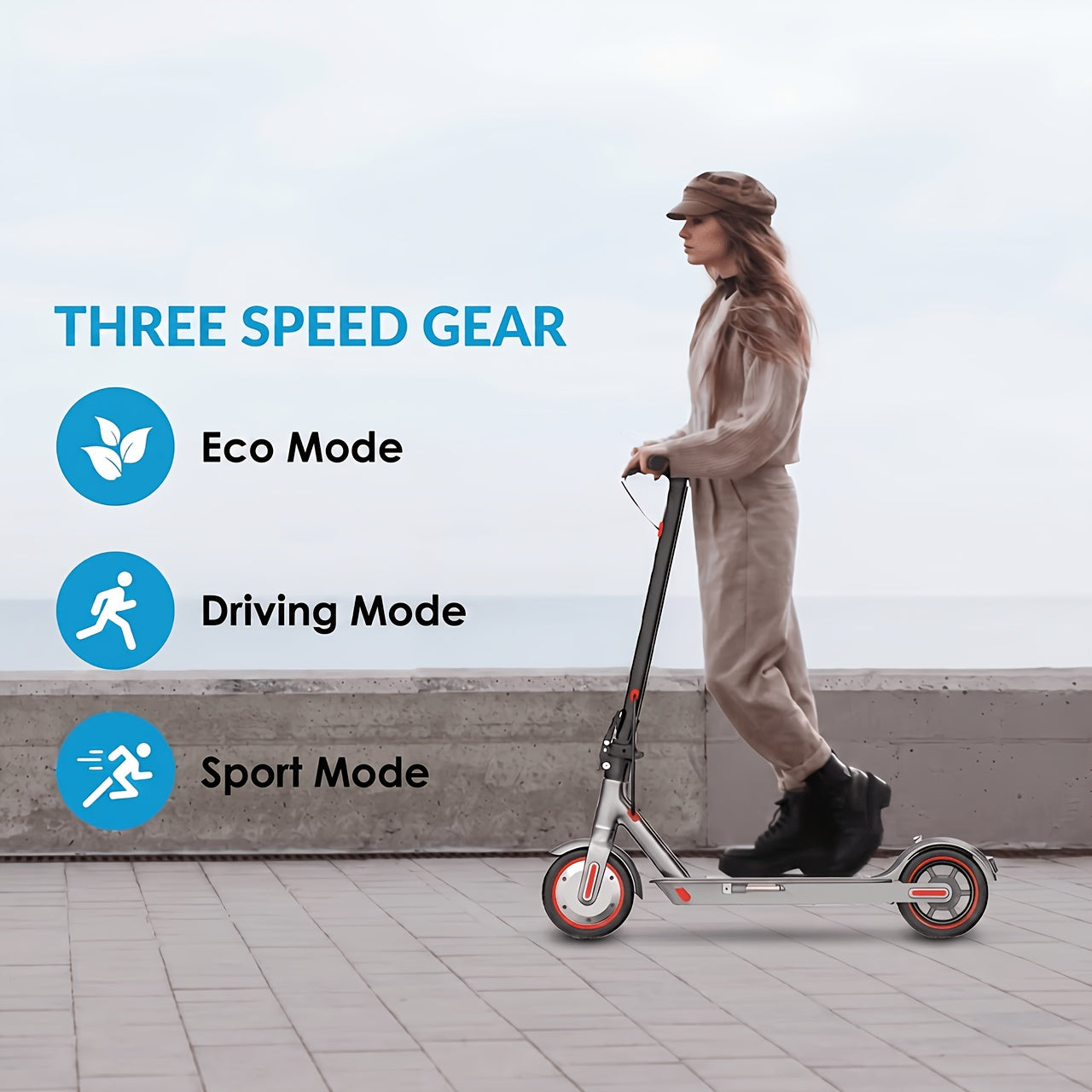 Electric Scooter for Adults 350W Foldable 19 MPH 21 Mile Range 8.5 Inch Solid Tires APP Control Dual Brake LED Lights Portable E-Scooter Commuter