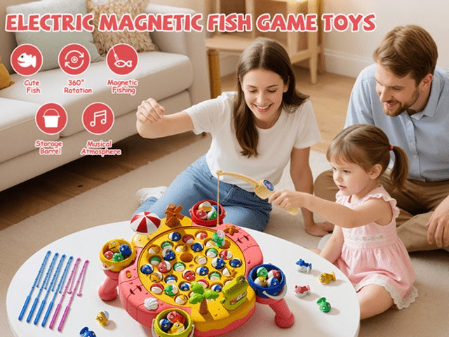 Kids Magnetic Fishing Game Toy 66pcs Ocean Theme 1-8 Players Educational Fine Motor Skills Toddler Boys Girls Birthday Holiday Gift Ages 1-8
